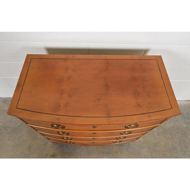 Baker Furniture Georgian English Yew Wood Bow Front Dresser or Chest of Drawers For Sale - Image 9 of 12