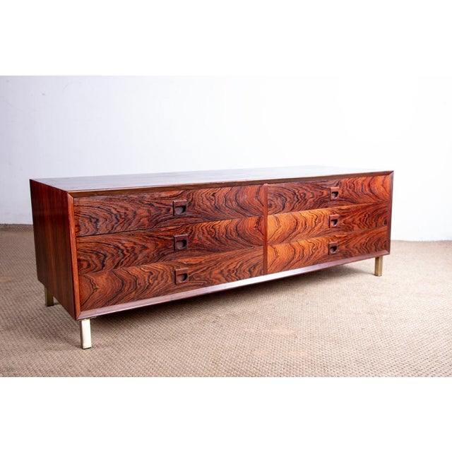 Low Danish Chest of Drawers in Rosewood by Erik Brouer for Brouer Møbelfabrik, 1960 For Sale - Image 4 of 15