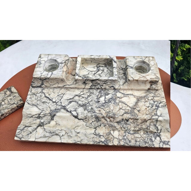Art Deco Marble Inkwell and Blotter, 1920s, Set of 8 For Sale - Image 13 of 15