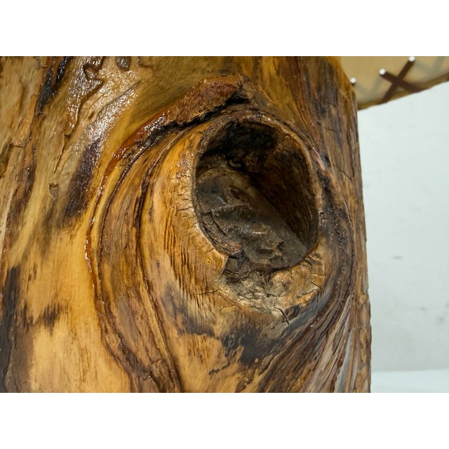 Organic Modern Live Edge Rustic Wood Table Lamp, Signed "A" For Sale - Image 10 of 12