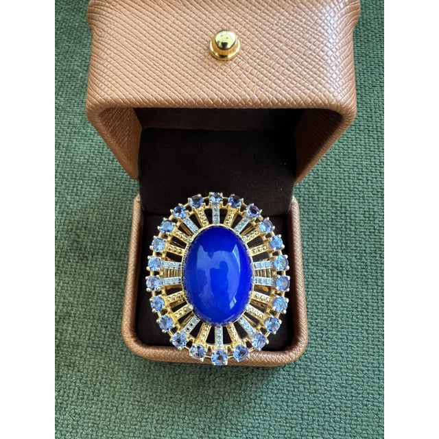 Bochic "Orient" Vintage Diamond, Blue Opal & Tanzanite Ring Set 18K Gold & Silver For Sale - Image 4 of 18