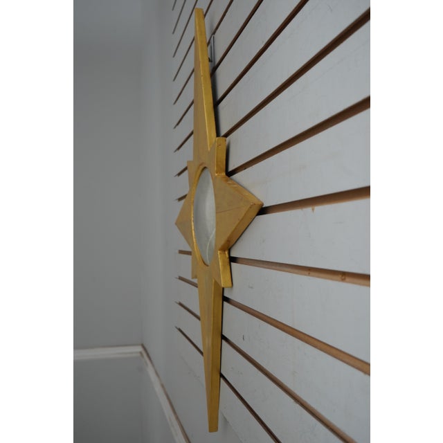 1970s Modern Design Gold Leaf Finish Star Convex Mirror For Sale - Image 5 of 7