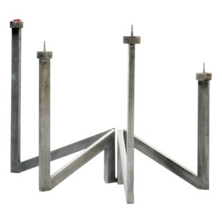 Handmade Architectural Steel Candlestick by Roger Bonduel, Belgium, 1960s For Sale