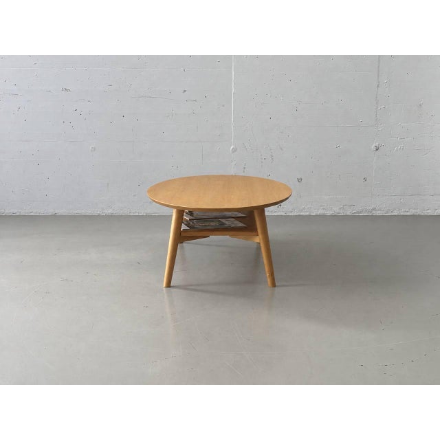 Wood Mid-Century Scandinavian Oval Coffee Table with Shelf For Sale - Image 7 of 13