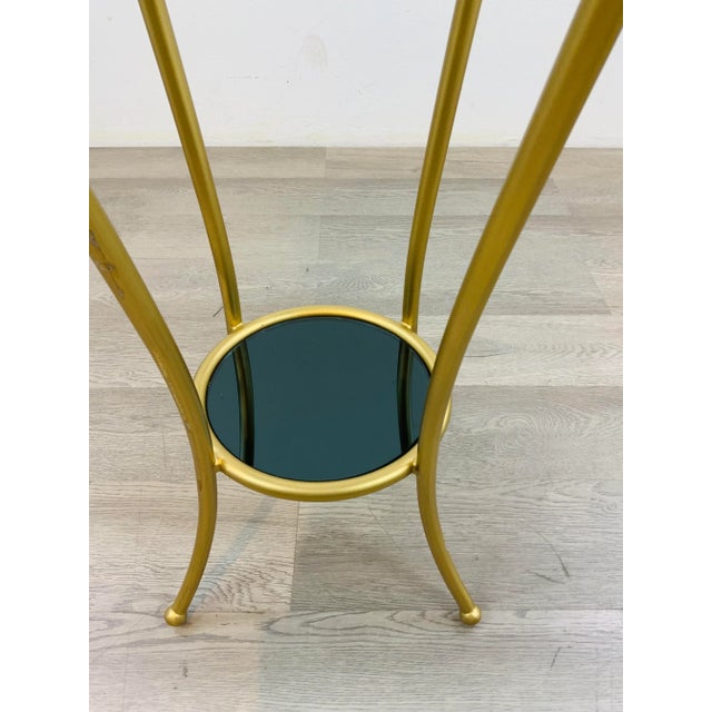 Modern Currey & Co. White Marble and Gold Side Table For Sale - Image 3 of 4