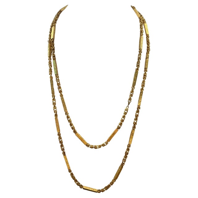 Vintage 63 Gm 18 Karat Yellow Gold Handmade Chain 30 Inch Unique Opera Length For Sale - Image 17 of 18