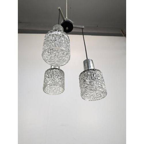 Glass Space Age Chandelier Pendant Lamp For Sale - Image 7 of 8