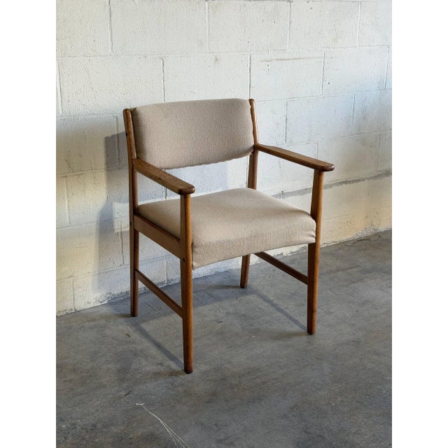 Mid-Century Modern Oak Armchair With Upholstered Seat Danish Mid-Century Modern Vintage For Sale - Image 3 of 11