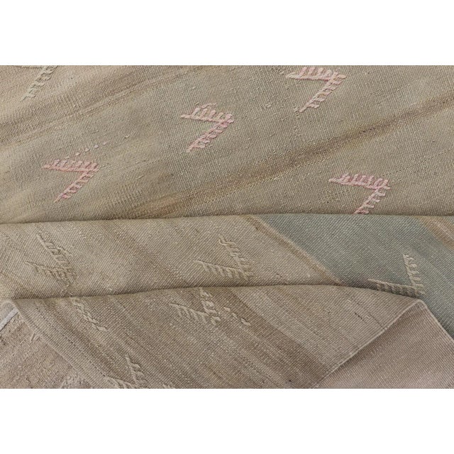 Mid 20th Century Vintage Kilim Runner With Stripes and Geometric Tribal Motifs in Light Tones For Sale - Image 12 of 12