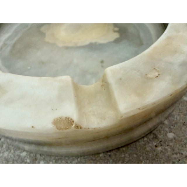 Large Round Vintage Ashtray, Vide Poche in White Onyx Marble in the Style of Angelo Mangiarotti, Italy, 1970s For Sale - Image 10 of 12