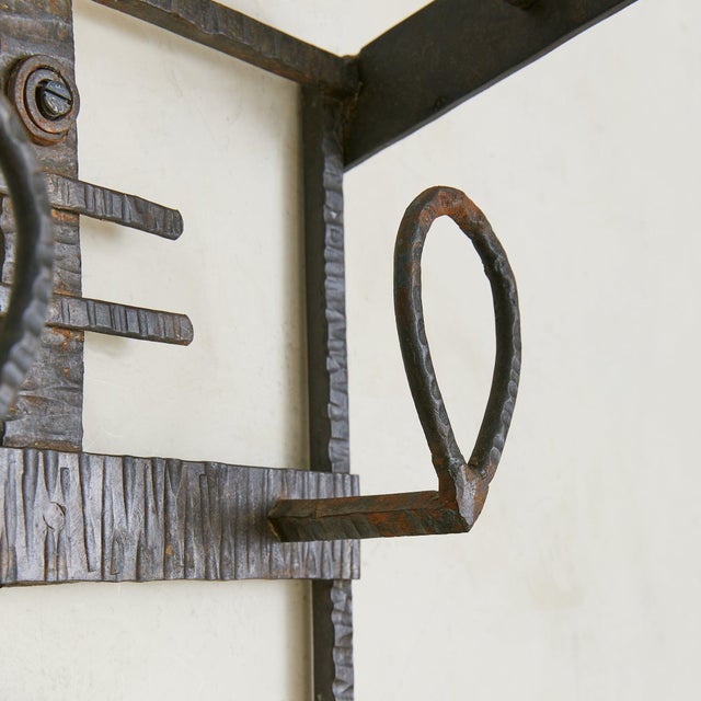 French Art Deco Wrought Iron Wall-Mounted Coat Rack with Mirror, 1920s For Sale - Image 18 of 18