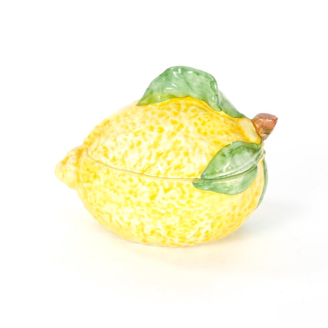 Italian Majolica Lemon-Form Covered Table Ornament, Late 20th Century For Sale - Image 9 of 9