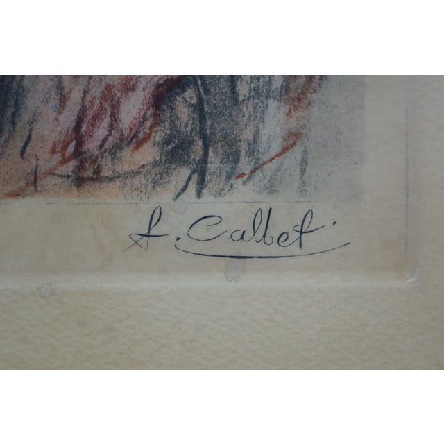 White Antique Signed Antoine Calbet Awakening the Sleeping Beauty Etching 25" For Sale - Image 8 of 11