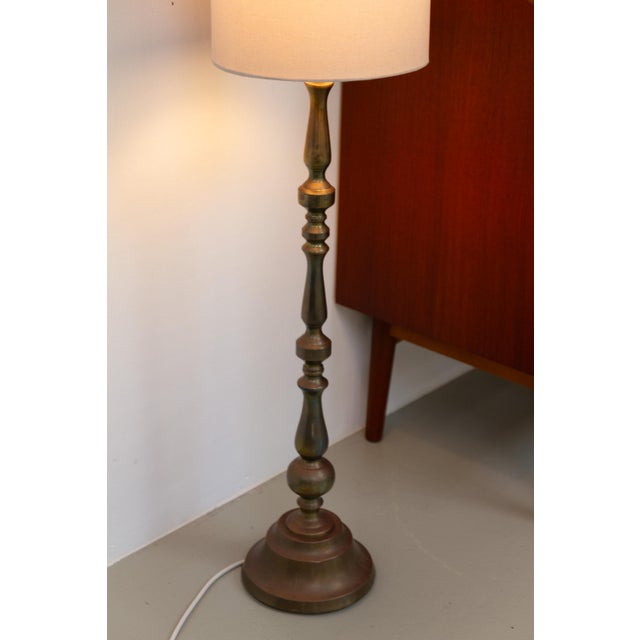 Tall Danish Brass Table Lamp, 1910s For Sale - Image 4 of 18