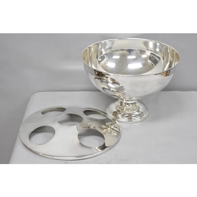 Vintage Modern Pedestal Base Silver Plated 5 Bottle Champagne Chiller Ice Bucket For Sale - Image 11 of 17