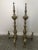 Pair Federal Style Turned Brass Fireplace Andirons - Firedogs. Baluster shaped columns with tall finials painted in copper...
