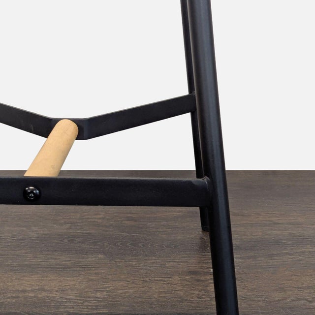 Black Modern Black Metal & Wood Round Stool – Minimalist Design For Sale - Image 8 of 9