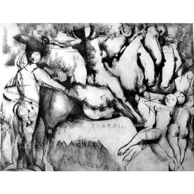 Teatro delle Maschere (Theatre of the Masks) - Original Etching by Marino Marini 1973 For Sale - Image 3 of 4