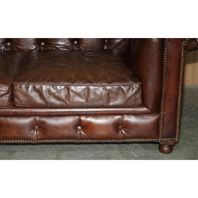 Animal Skin Vintage Heritage Chesterfield Sofa in Brown Leather from Halo For Sale - Image 7 of 18