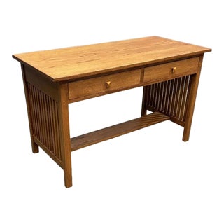 Crafters and Weavers Mission / Arts and Crafts Solid Oak Writing Desk - Michael's Cherry For Sale