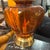 Large Amber Glass, Brass and Wood Table Lamps a Pair For Sale - Image 4 of 10