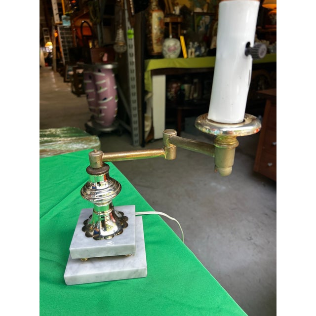 Metal 1970s Italian Marble Base Extending Desk Lamp For Sale - Image 7 of 12