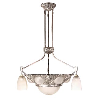 Art Deco French Bronze Ceiling Lamp, 1930s For Sale