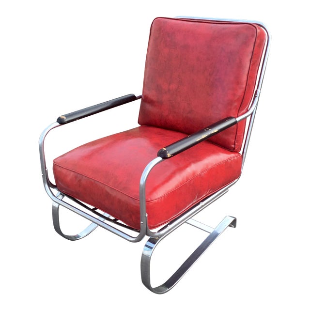 1930s Art Deco Signed Kem “Springer Chair” for Lloyd Manufacturing For Sale