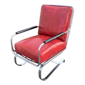 1930s Art Deco Signed Kem “Springer Chair” for Lloyd Manufacturing