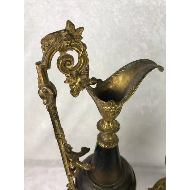 Vintage Elegant Brass Mantel Pitchers / Ewers - a Pair For Sale - Image 4 of 12