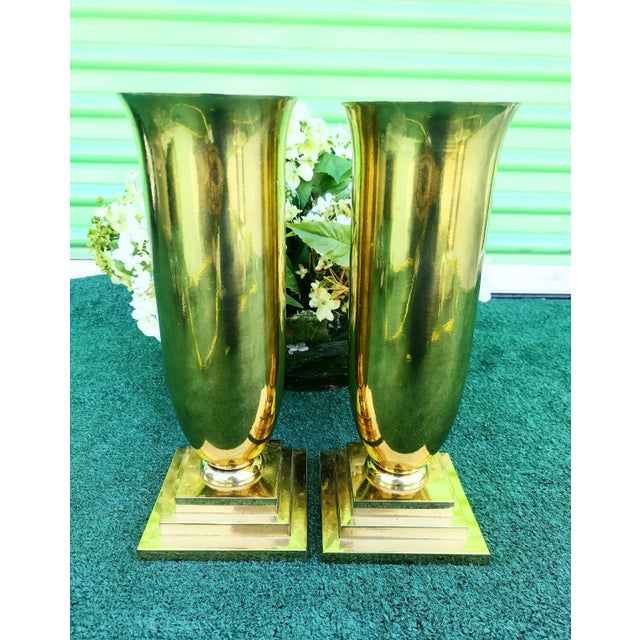 Hug Brass Tall Decorative Urn Vase Vessel a Pair Chairish