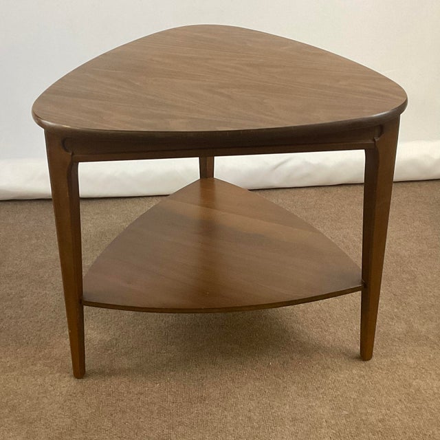 MidCentury Modern Mersman Guitar Pick Walnut Side Table. Chairish