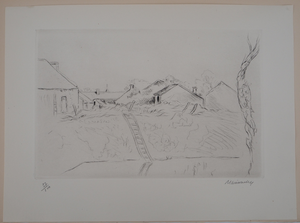 Lucien Mainssieux, Berry Farmyard, Original Signed Etching, 1949