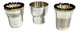 French Art Deco Silver Plate Matchstick Holders or Goblets - Set of 3 Mismatched Vintage Barware