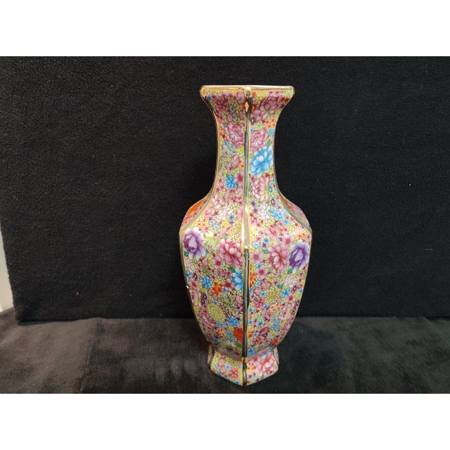 Ceramic Chinese Ceramic Vase,Qianlong Marked Famille Rose Gold Drawing Porcelain Vase Hand Painted Flowers Pattern For Sale - Image 7 of 11