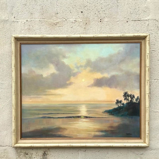 Mid-Century Modern Vintage Boho Original Landscape Oil Painting on Canvas For Sale - Image 3 of 7