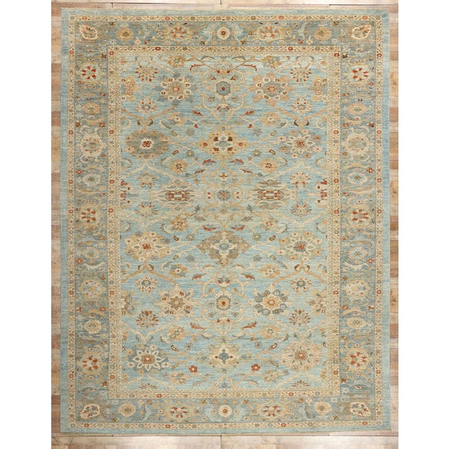 Sky Blue Persian Sultanabad Rug - 12'03 X 15'10 For Sale - Image 9 of 9