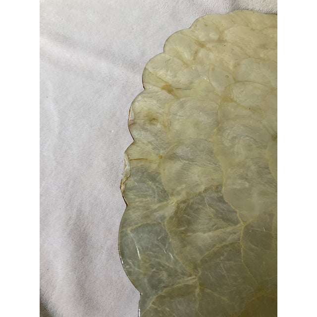 Vintage Set of 7 Oval Scalloped Capiz Shell Placemats, Philippines Chairish
