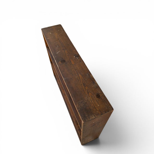 Vintage Primitive Rustic Low Wood Bookcase No. 57b For Sale - Image 12 of 18