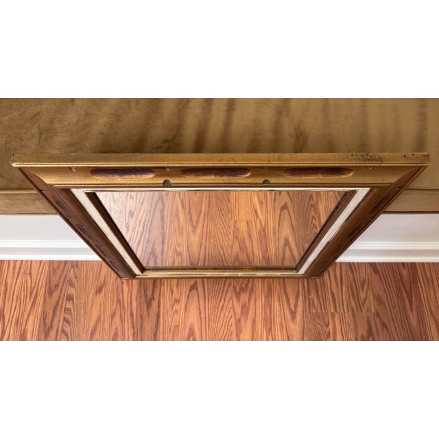 Vintage Mid Century Hollywood Regency Gold and White Wall Mirror. For Sale - Image 11 of 12