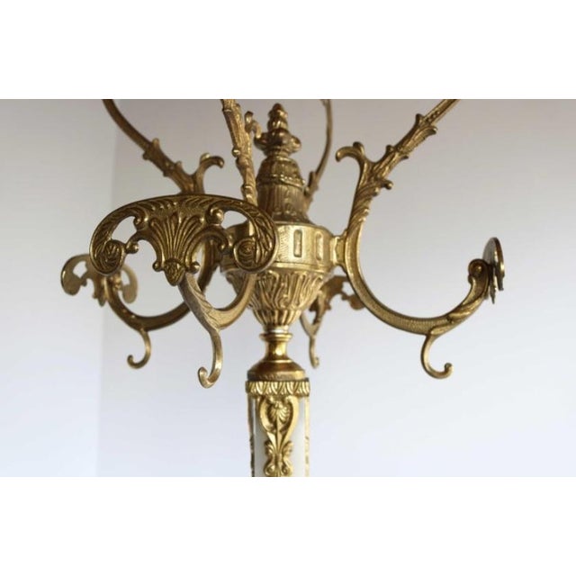 1960s Italian Ornate Antique Brass & Onyx Square Marble Coat Hat Rack Hall Tree Stand For Sale - Image 5 of 14