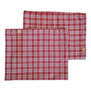 Vintage Red Check Homespun Pillow Covers - A Pair -