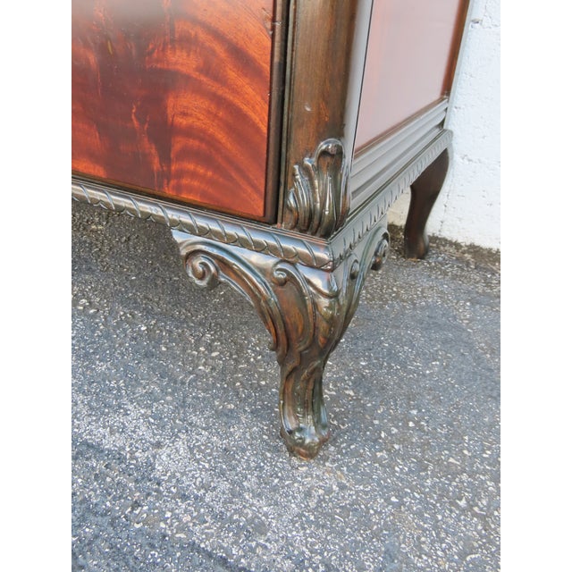 Early 1900s Carved Flame Mahogany Low Dresser Bathroom Vanity 6325 For Sale - Image 9 of 18