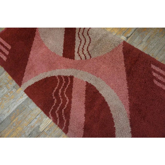 1930s 1930s Red Abstract Antique English Art Deco Carpet 3'x5'10" Handknotted Wool Rug For Sale - Image 5 of 11