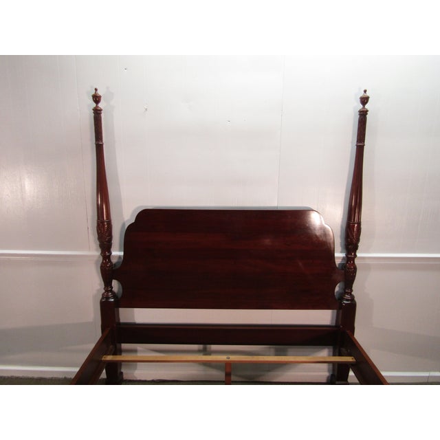 1980s Knob Creek Solid Cherry Queen Size Rice Carved Poster Bed For Sale - Image 5 of 8