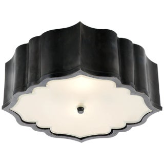 Alexa Hampton for Visual Comfort Signature Balthazar Flush Mount in Gun Metal with Frosted Glass For Sale