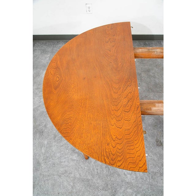 Mid Century Danish Modern Dining Table Oak Round Circular Refinished MCM Leaf X1 For Sale - Image 12 of 12