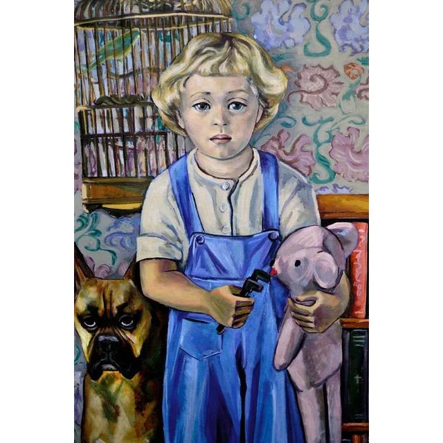 Oil on Linen painting of her son, Ray Rogers, by listed California artist Virginia Sevier Rogers (American, 1916-2015)....