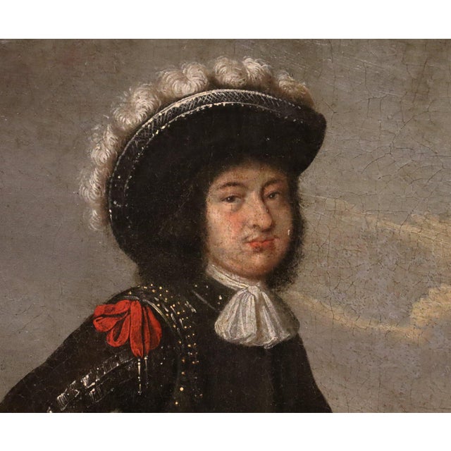 Frans van Der Meulen, Equestrian Portrait with Battle Scene, 1700s, Oil on Canvas For Sale - Image 12 of 15