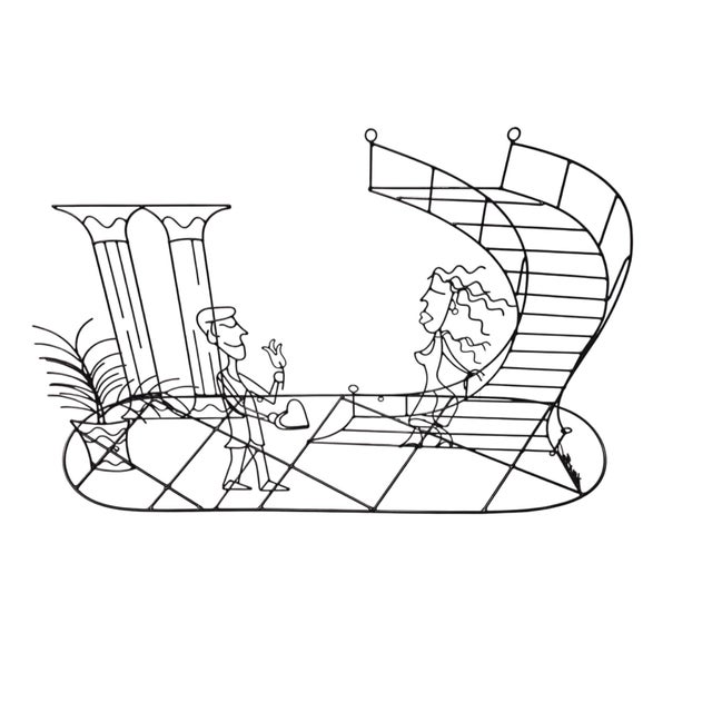 Vintage Barrett DeBusk Wire Art Sculpture Couple Metal Date Night MCM Postmodern For Sale - Image 12 of 18